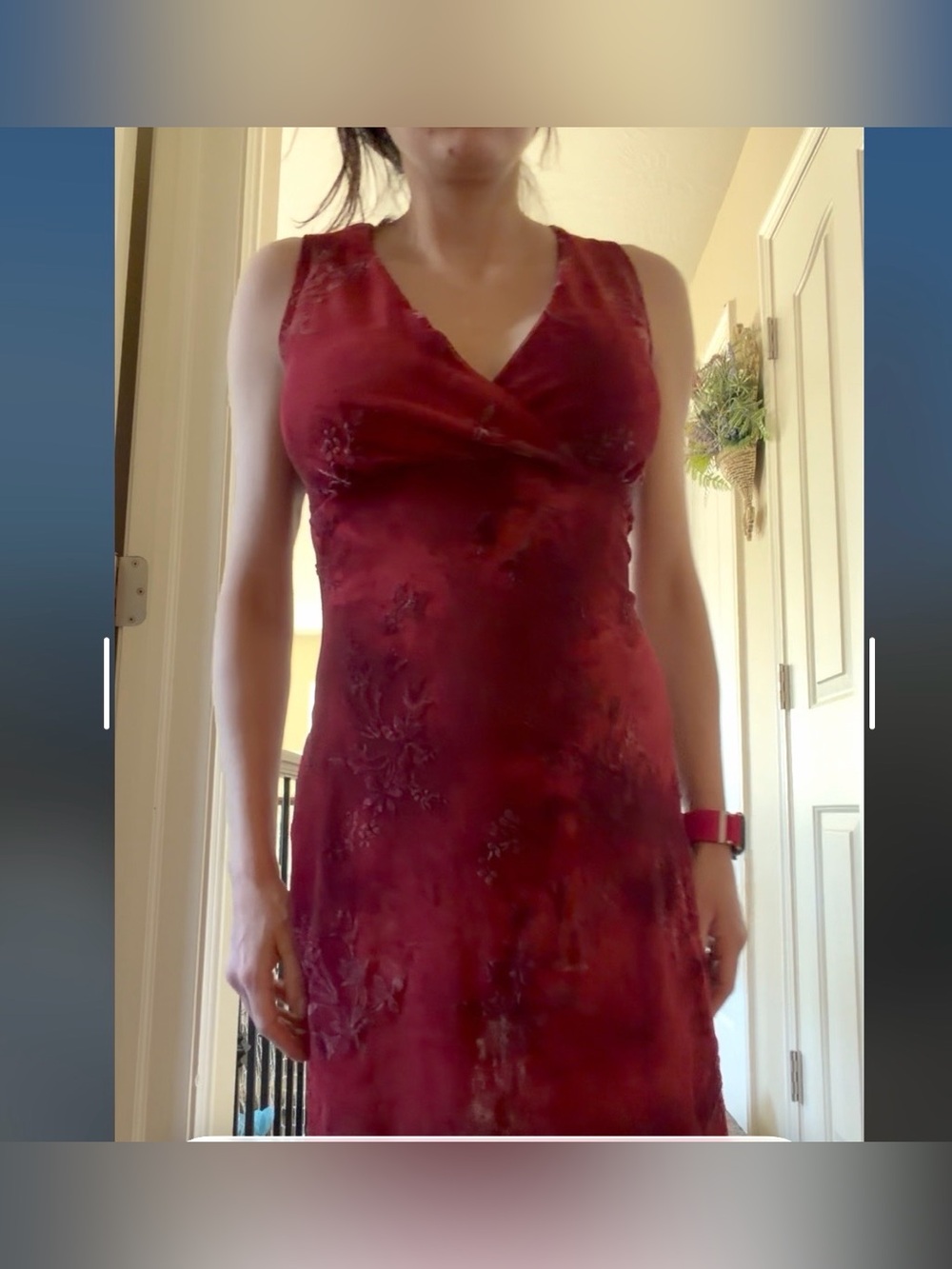 Perseption Burgundy Floral Sleeveless V-Neck Dress small NWOT